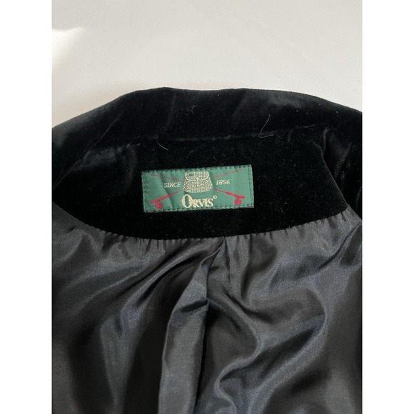 Vtg Orvis Black Velvet Blazer Womens 16 Dark Academia Tailored Jacket - Picture 5 of 12